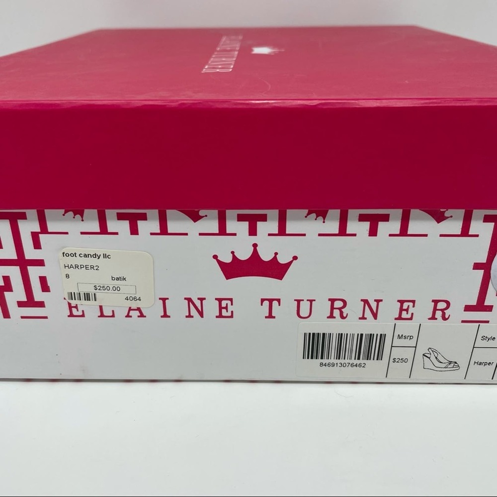Elaine Turner Harper Batik Print Wedge Sandals 8 - Picture 7 of 8